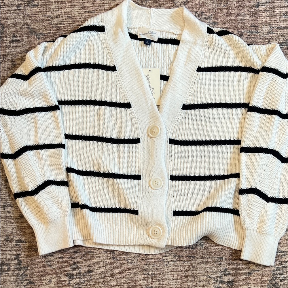 Universal Thread Black and Cream Striped Cardigan